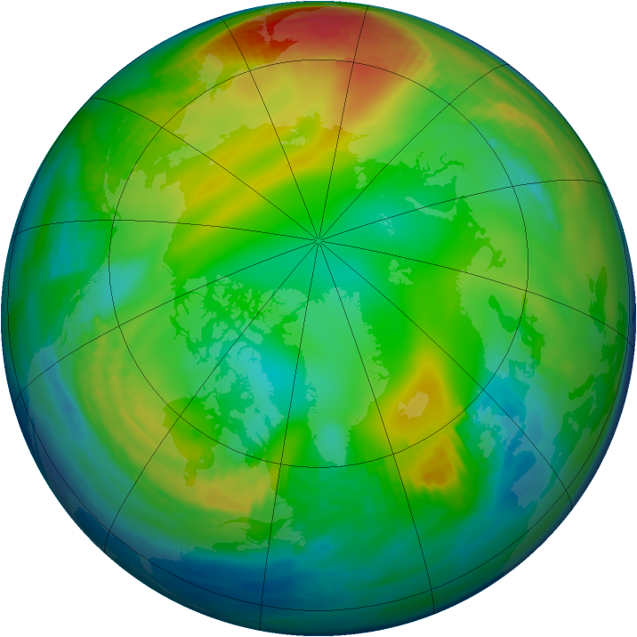 Arctic ozone map for 23 December 1984
